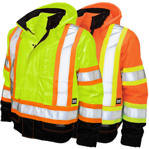 Class 3 Hi Vis X-Back Black Bottom Trim Bomber Jacket S413